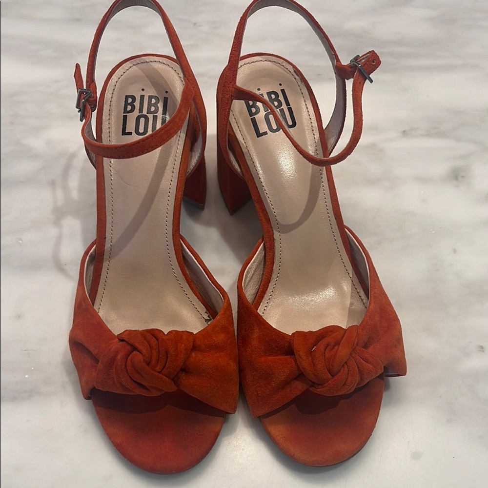 Women's Orange Suede Sandals